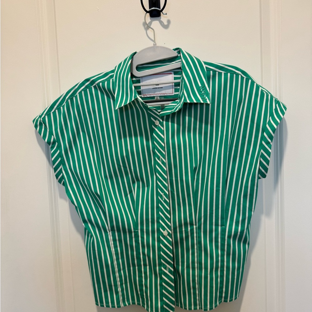 Green and White Striped Shirt
